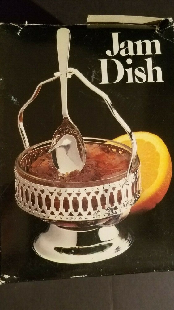 NEW IN BOX Jam Dish Leonard Silver Silver Plated & Crystal Ladle (MISSING SPOON)