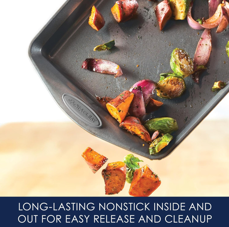 NEW - Set 3-Piece Nonstick Bakeware with Grips, Nonstick Cookie Sheets