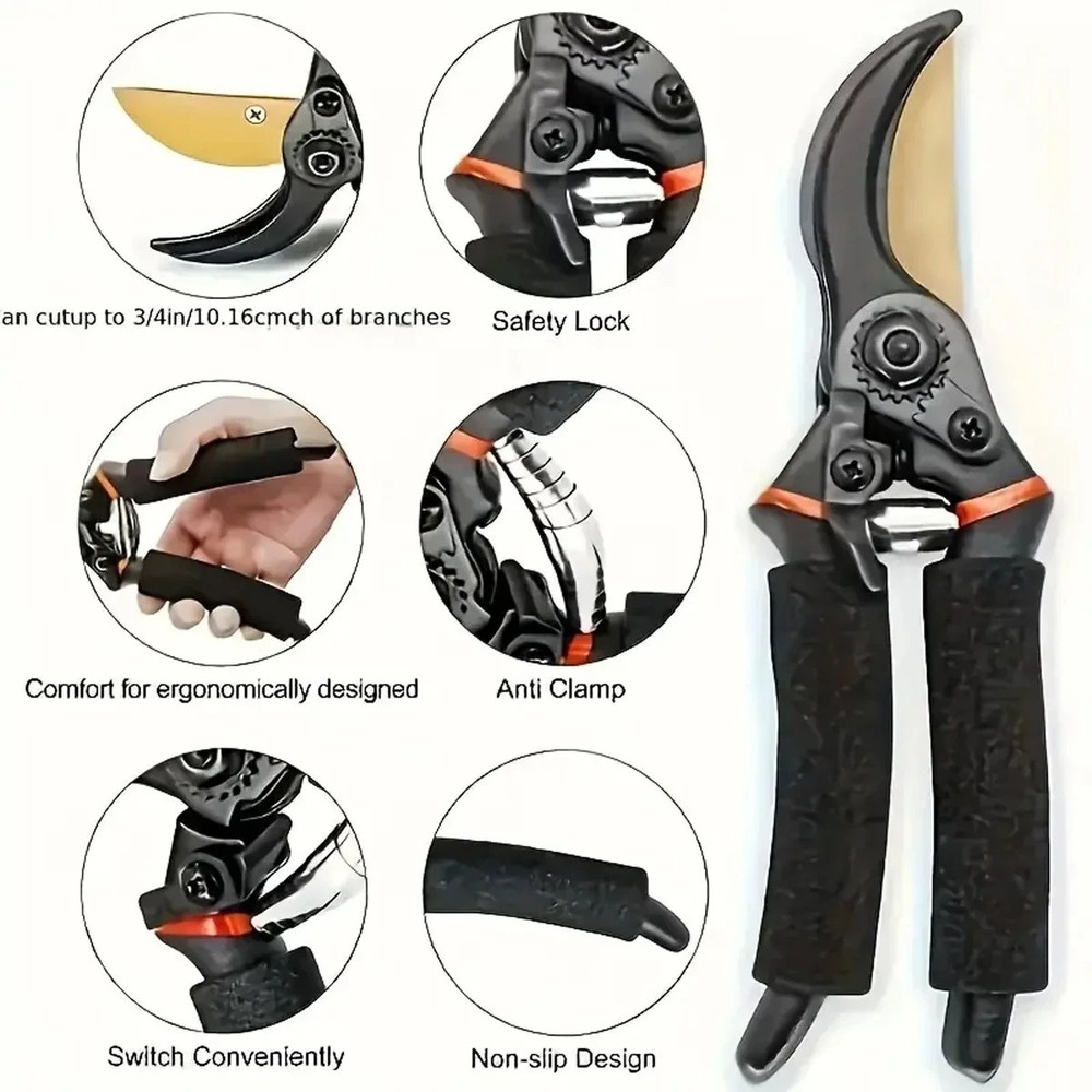 Professional Garden Pruning Shears Stainless Steel Sharp Tree Trimmers Hand Tool