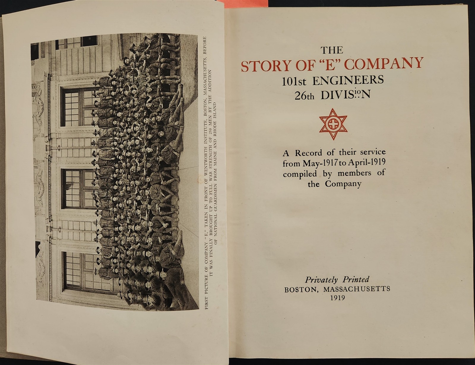 1919 antique WWI HISTORY "E" Co 101st ENGINEERS 26th DIV private printing