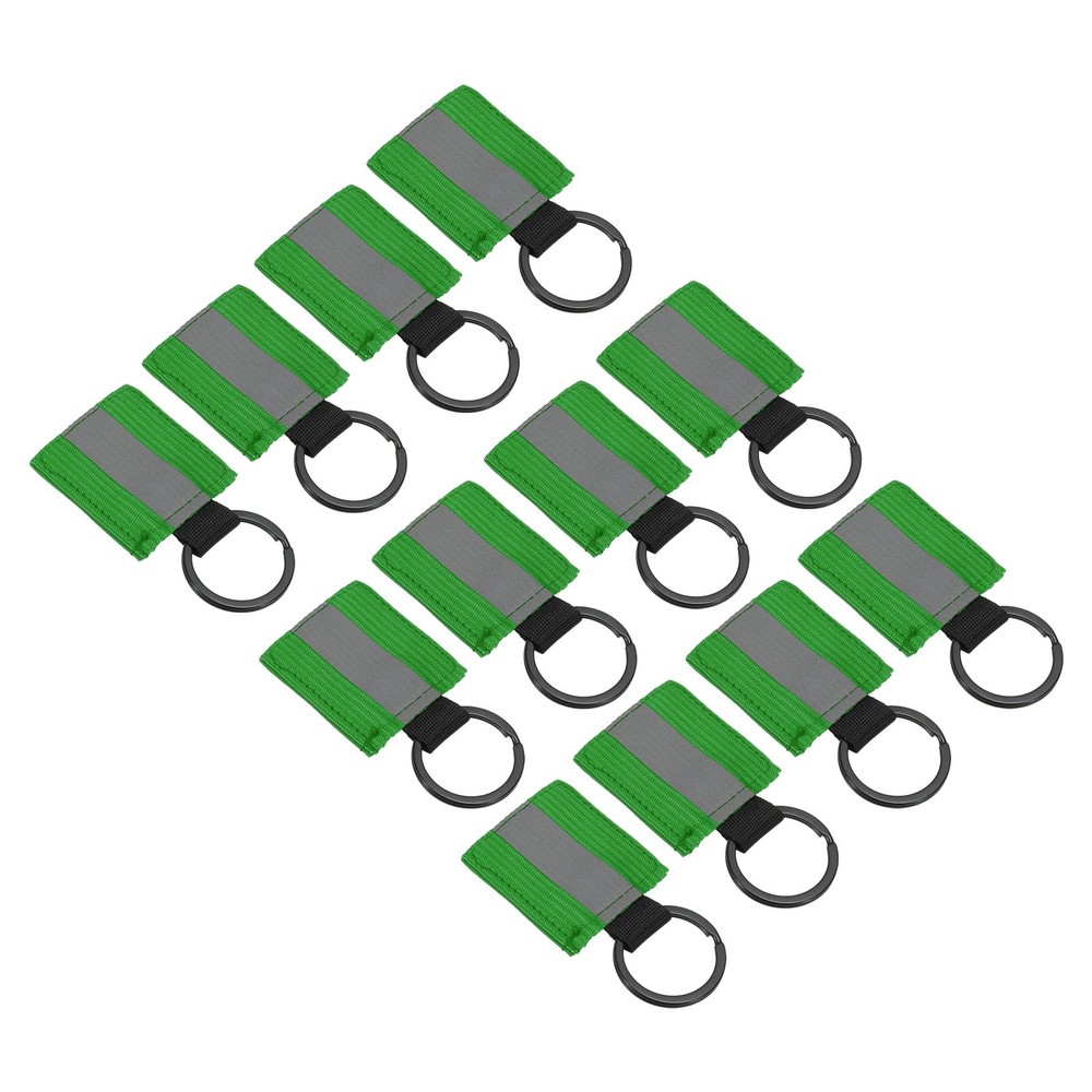 12 Pcs Reflective Keychain Tags, Reflective Zipper Pulls, Green