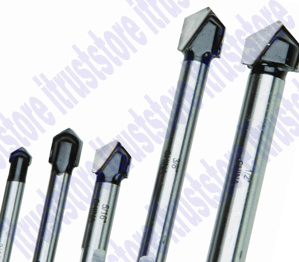 6 PC DRILL BIT SET KIT FOR DRILLING GLASS TILE CERAMIC PLASTIC PLEXIGLASS