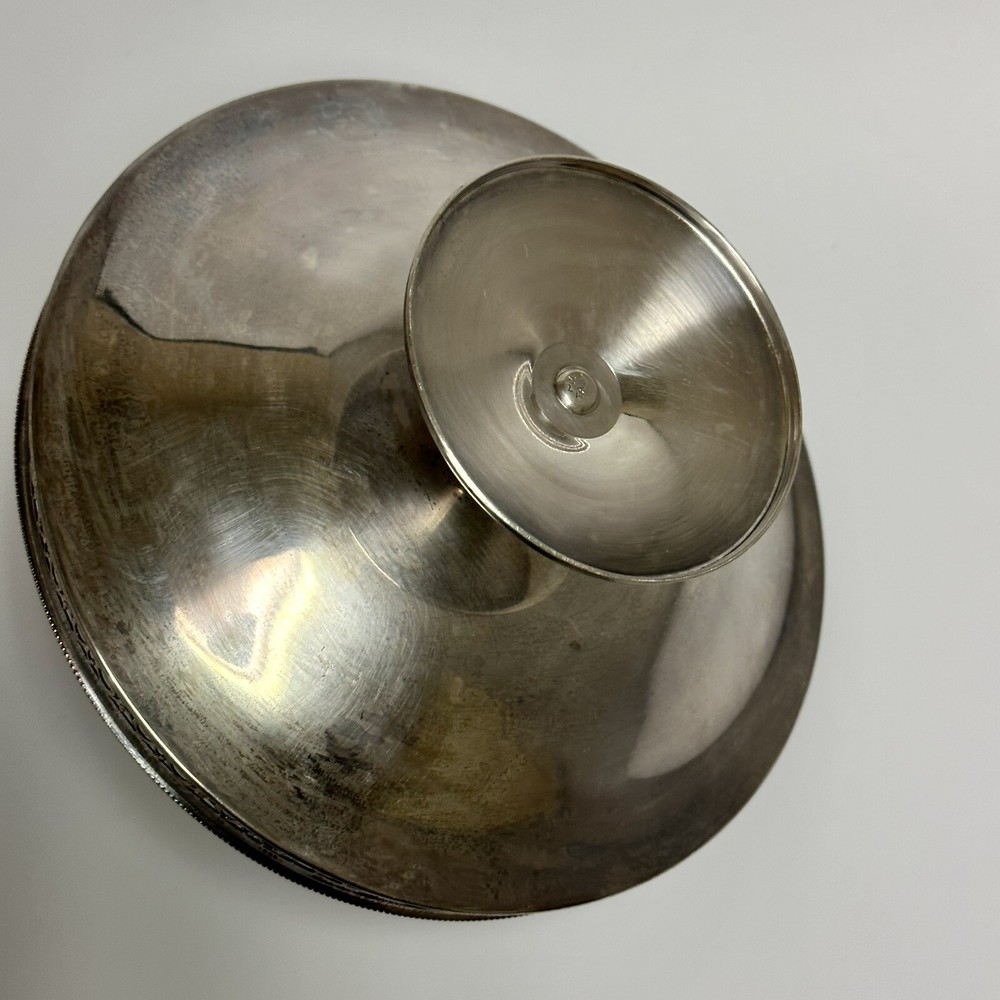 Tidbit Pedestal Footed Server Appetizer Plate Signed PM Silver Plate Italy