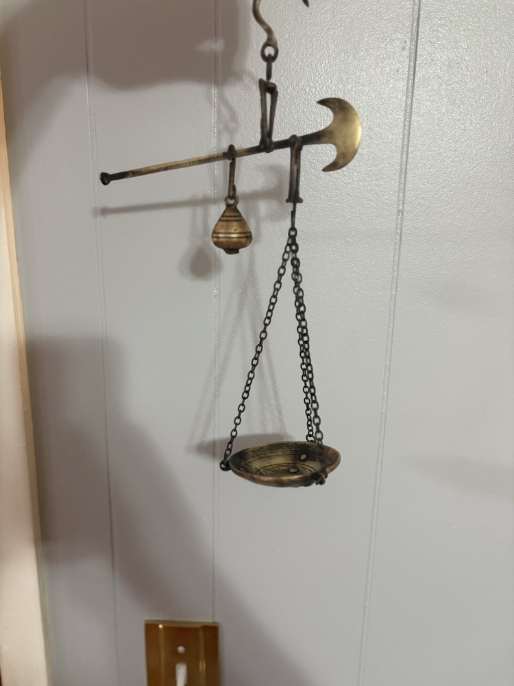 Solid Brass Hanging Balance Beam Scale Vintage