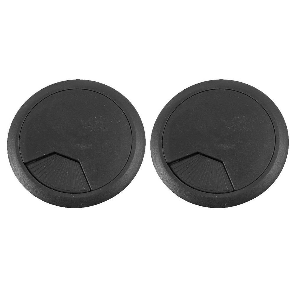 3 Pieces Black Computer Table 80mm Dia Grommet Rotatable Cable Hole Covers