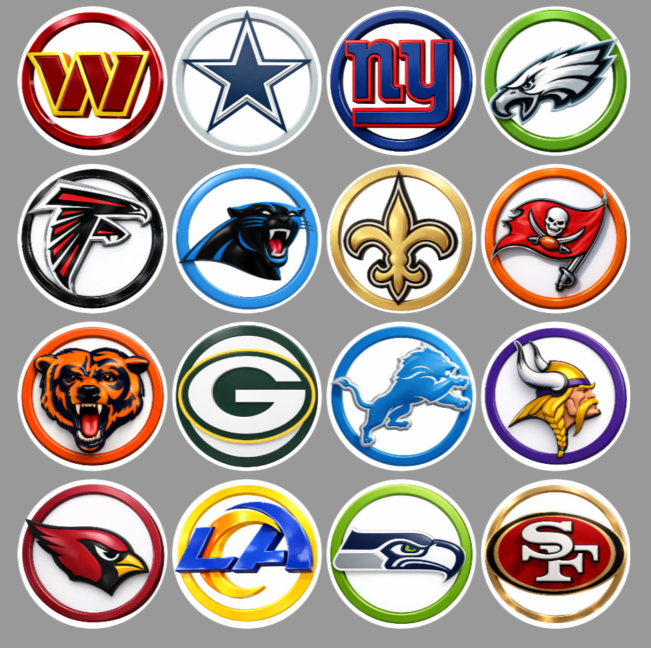 NEW Handmade Football Team Magnets 2" FULL SET/ALL 32 TEAMS. For Fan Standings.