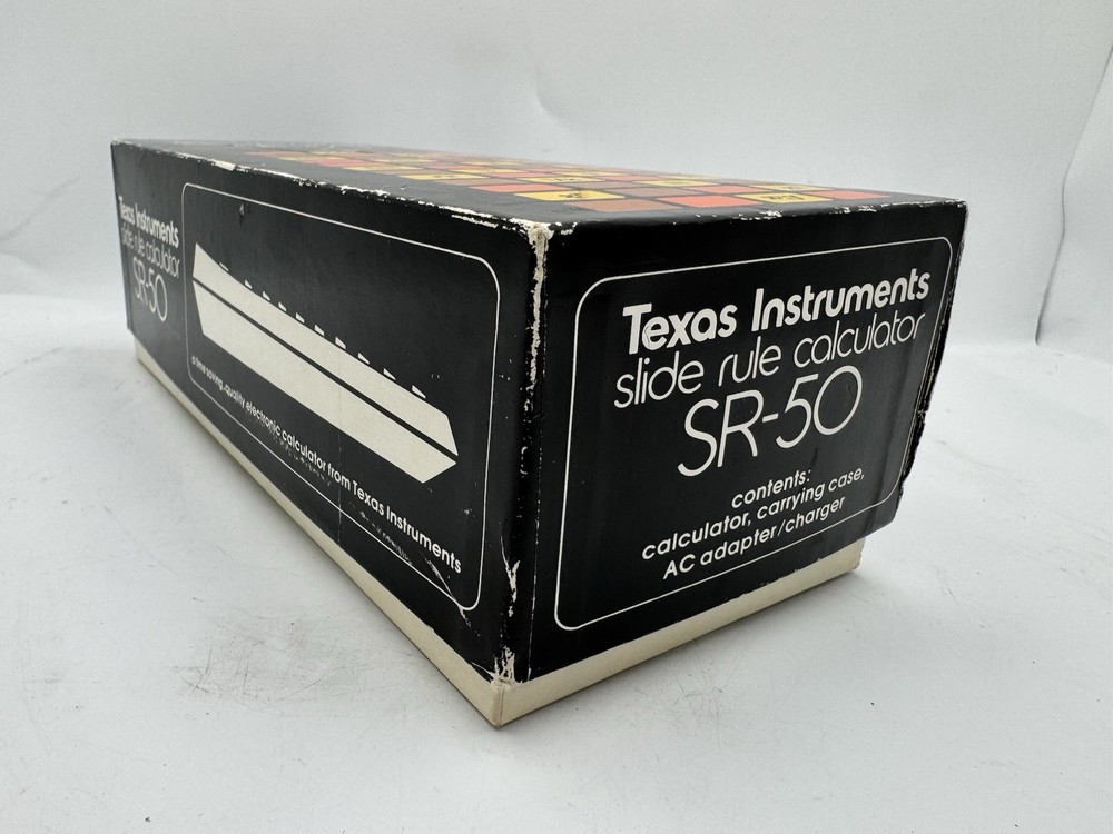 Vintage Texas Instruments Slide-Rule Calculator SR-50 w/Box, Case,Instructions
