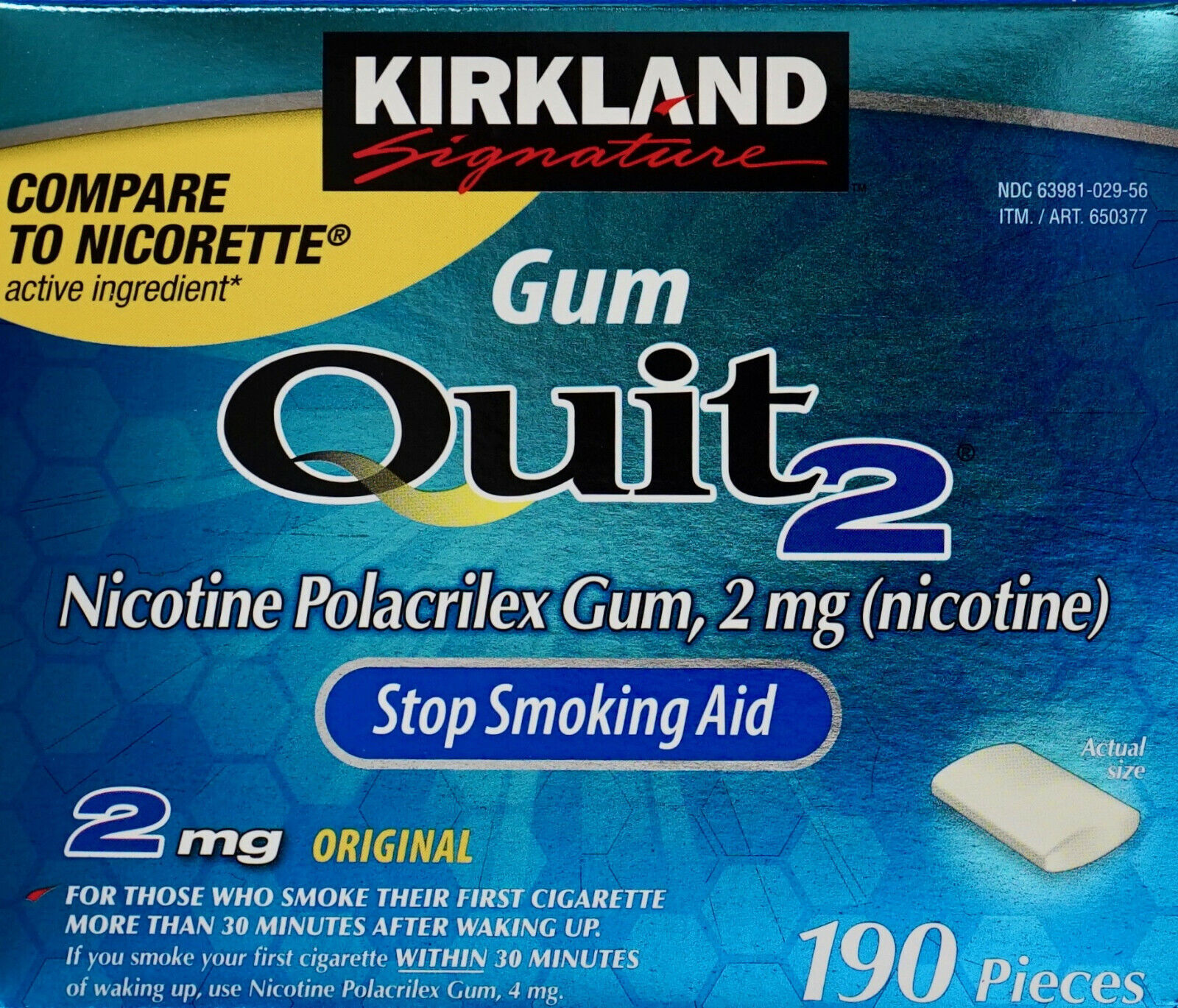 Kirkland Signature Quit 2mg / 4mg Quit Smoking Gum Nicotine Polacrilex 190-380ct