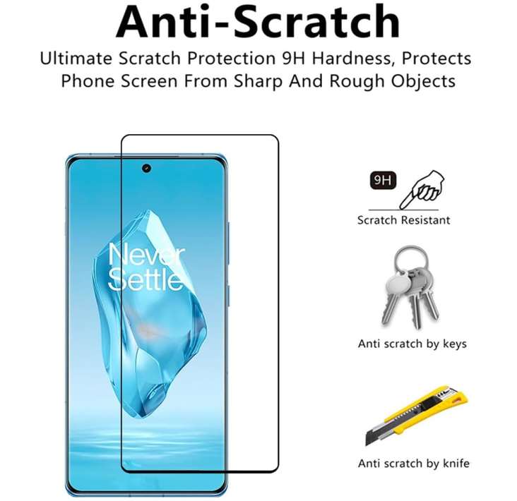 For OnePlus 12R Screen Protector with Camera Lens Protector 9H Hardness