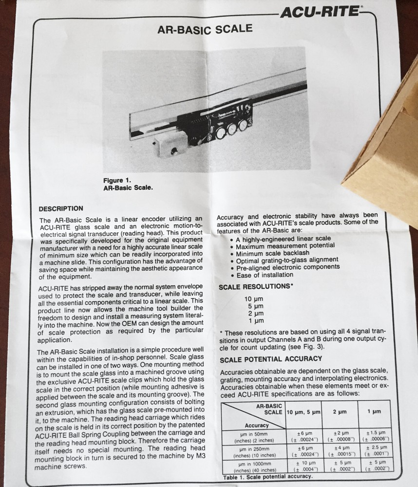 ACU-RITE 6-1/2" AR 2uM LINEAR ENCODER 38-089-061 Glass Scale w/ Read Head