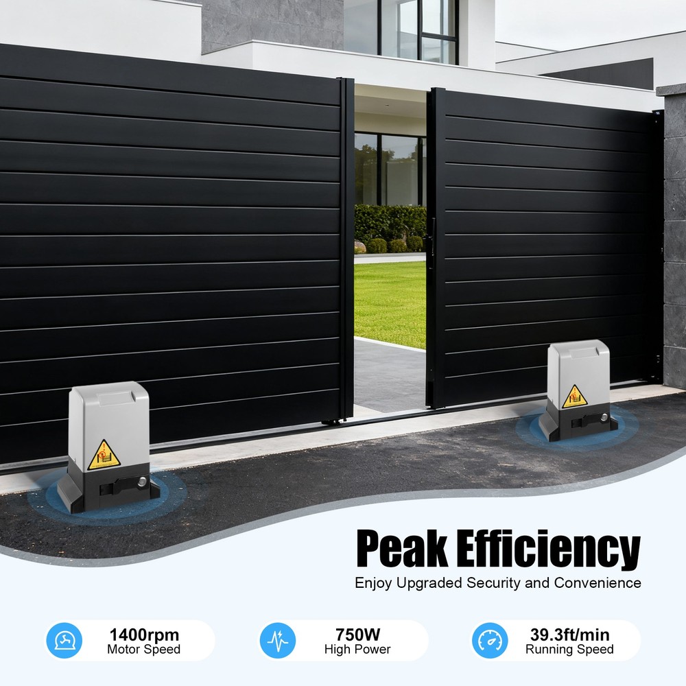 Automatic Sliding Gate Opener Rack Driven with 2 Remotes & Complete Kit 4400LBS