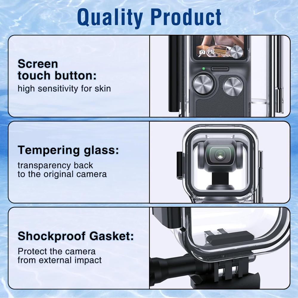 Waterproof Housing Case for DJI Osmo Pocket 3, Touchscreen Protective Shell