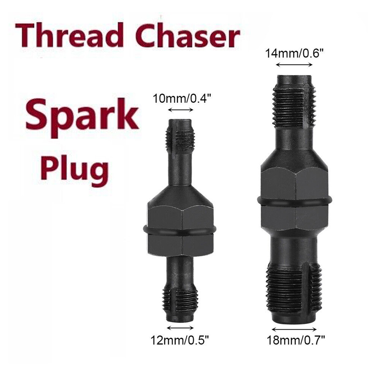 2PCS Spark Plug Hole Thread Chaser 10 12 & 14 18mm Re-threader Tap Cleaning Tool