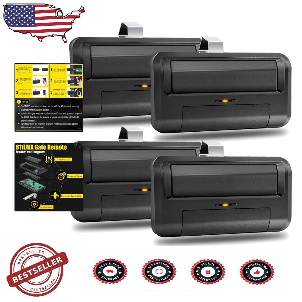 Liftmaster Gate Opener Remote 4-Pack Security+ 2.0 Universal Black