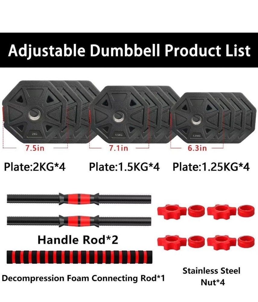Adjustable Weights Dumbbells Set, Non-Rolling Adjustable Dumbbell Set