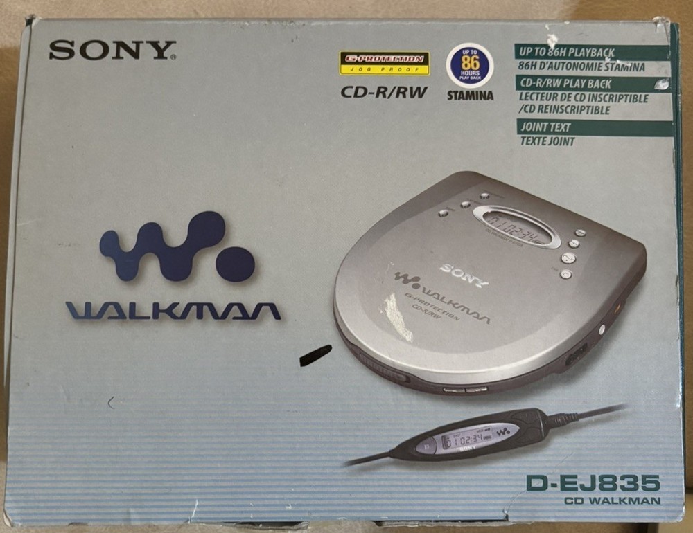 Sony Discman Walkman Portable CD Player CD-R BOXED COMPLETE D-EJ835 with Remote