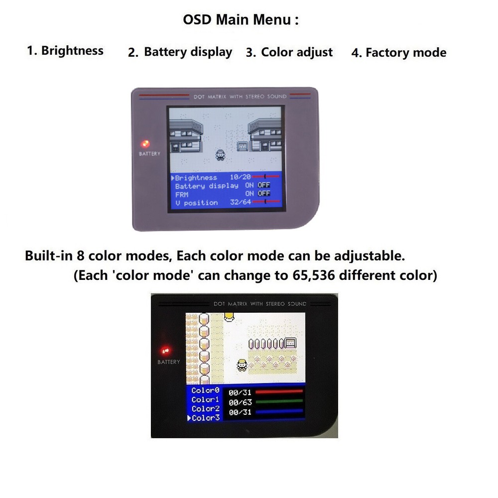 New Version V5 Pro OSD Menu Full Size RIPS Backlight LCD For GameBoy GB DMG