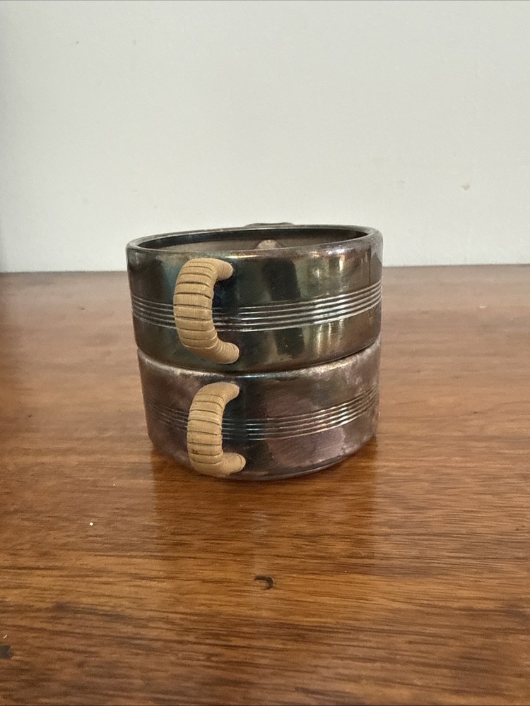 Unique Vintage 2 Piece SIlverplate Stackable Creamer And Mug