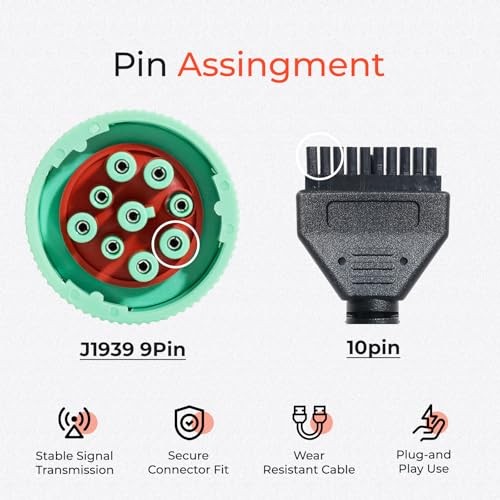 J1939 Green Cable 9-Pin to 10-Pin for PT30 ELD Device ELD Logbook Cable DOT