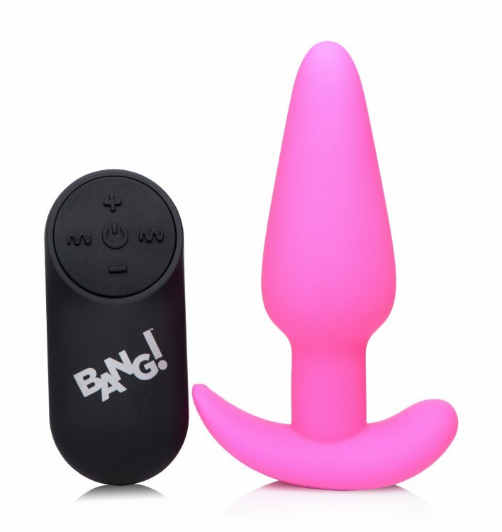 Bang! Pink 21x Vibrating Silicone Rechargeable Butt Plug With Remote Control