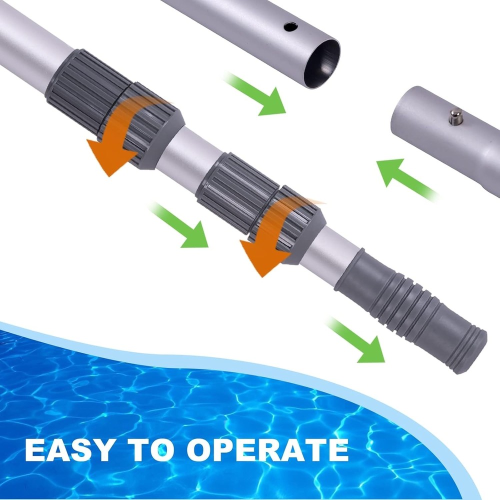 Sleek 15ft Telescoping Pool Pole - High-Strength, Adjustable Maintenance Tool