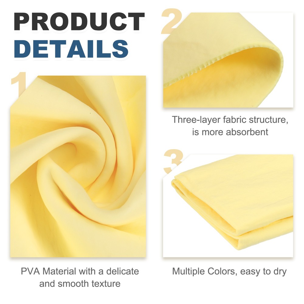Microfiber Car Cloth, 66x43cm, for Shammy, Yellow