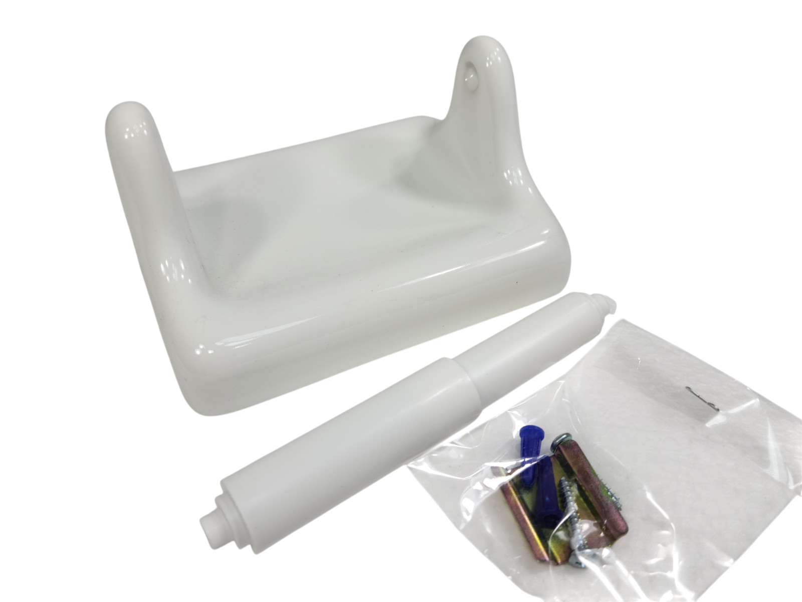 Vintage White Ceramic TP Toilet Paper Holder Screw in Drywall Mid Century Modern