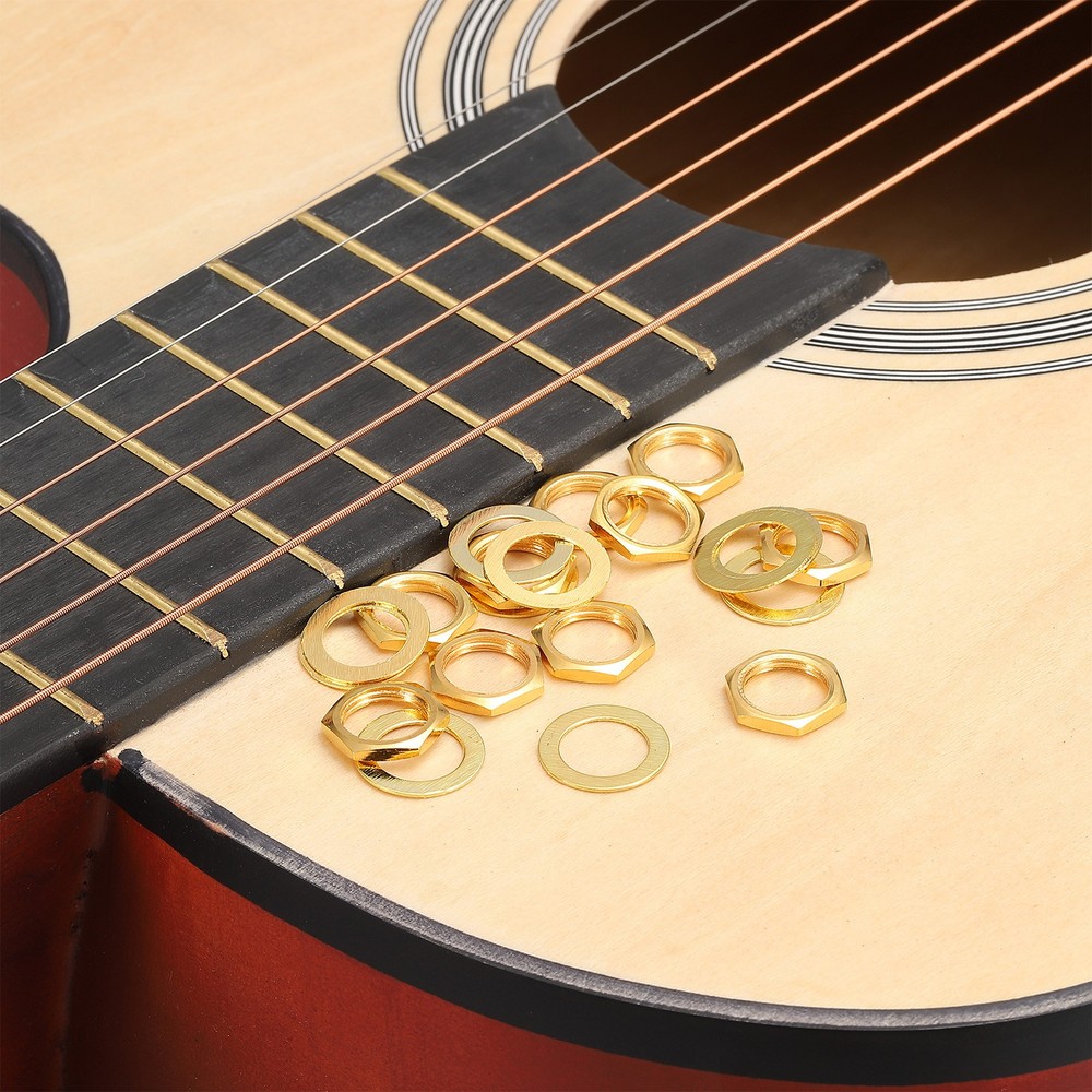 5 Set Guitar Nuts and Washers 3/8" Guitar Input Output Jack Socket Nuts Gold