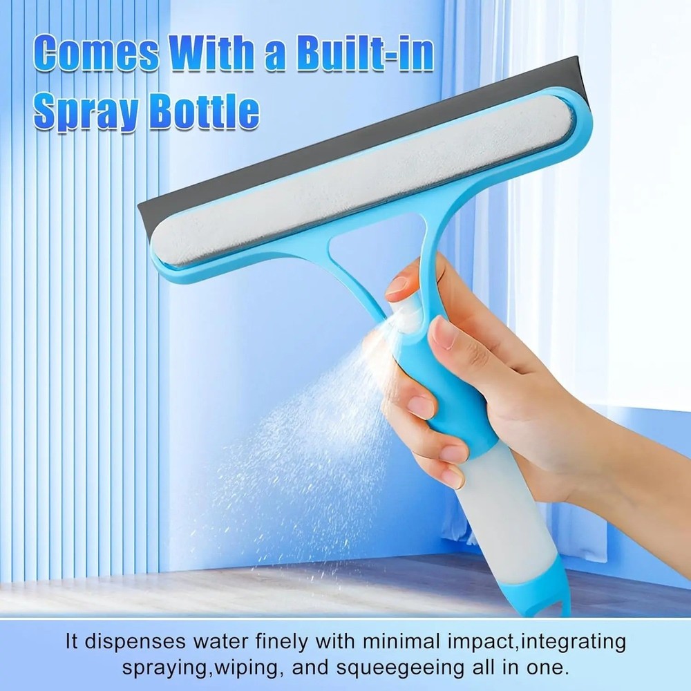 Window Cleaning Tool 3-in-1 Squeegee Spray Bottle Microfiber Cleaner