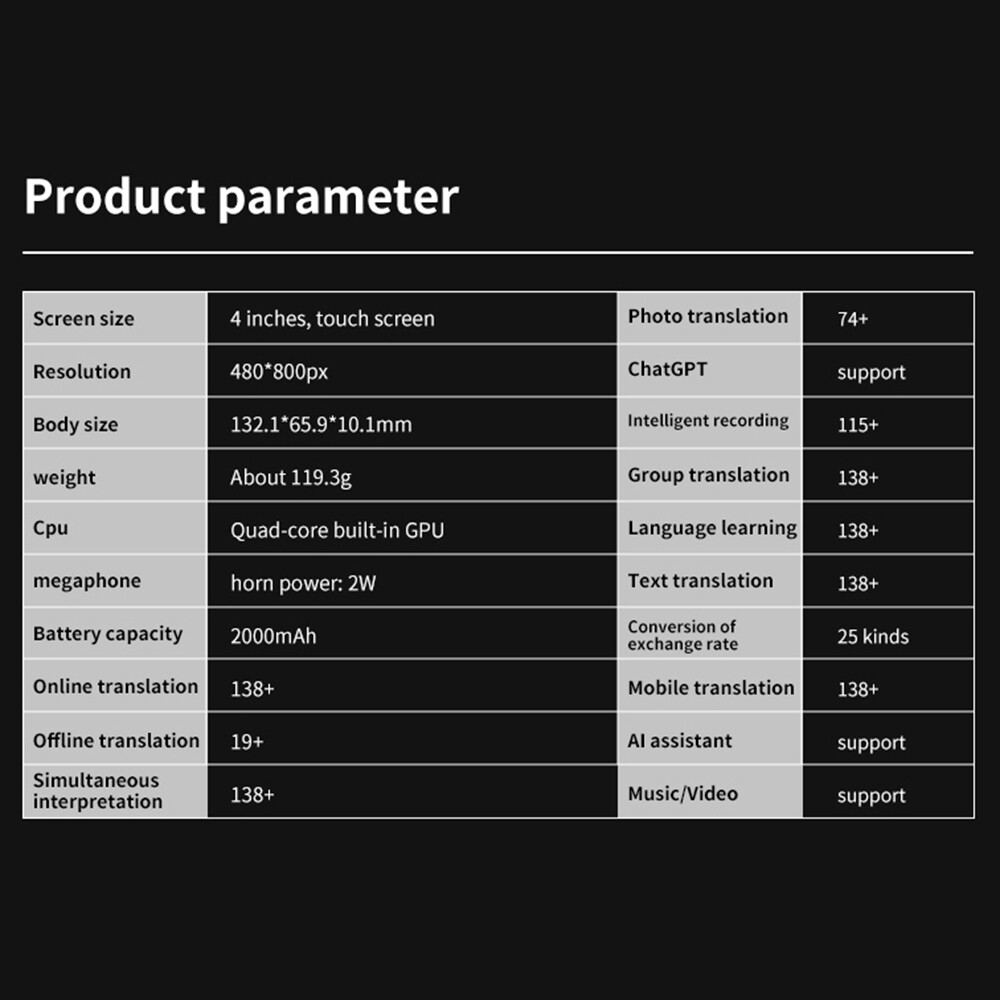 Portable Language Translator Device 138 Languages Voice Translating Offline D6I5