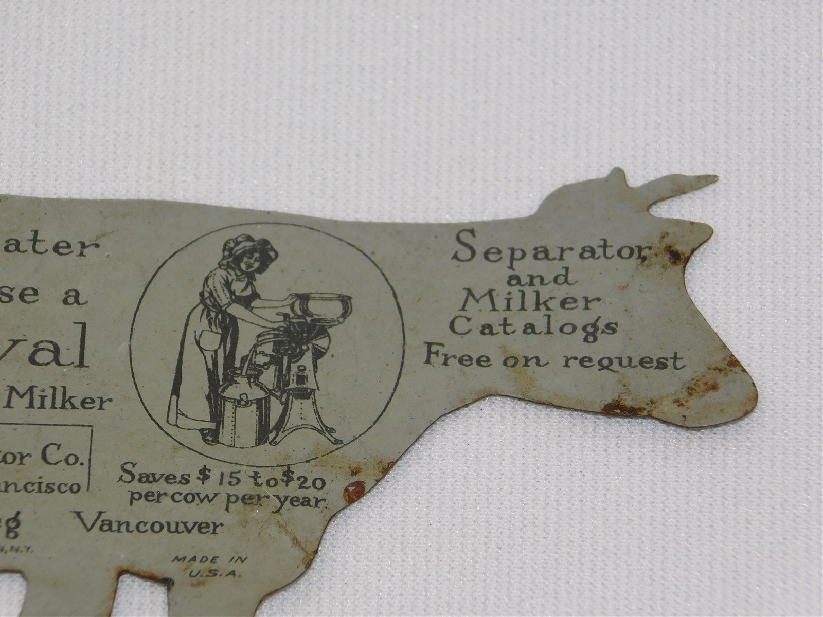 Antique De Laval Cream Separator Tin Holstein Cow & Calf Advertising Set