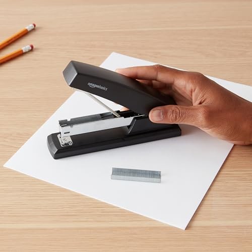 Amazon Basics Desktop Office Stapler, Lightweight, 25 Sheet 3-Pack, Black