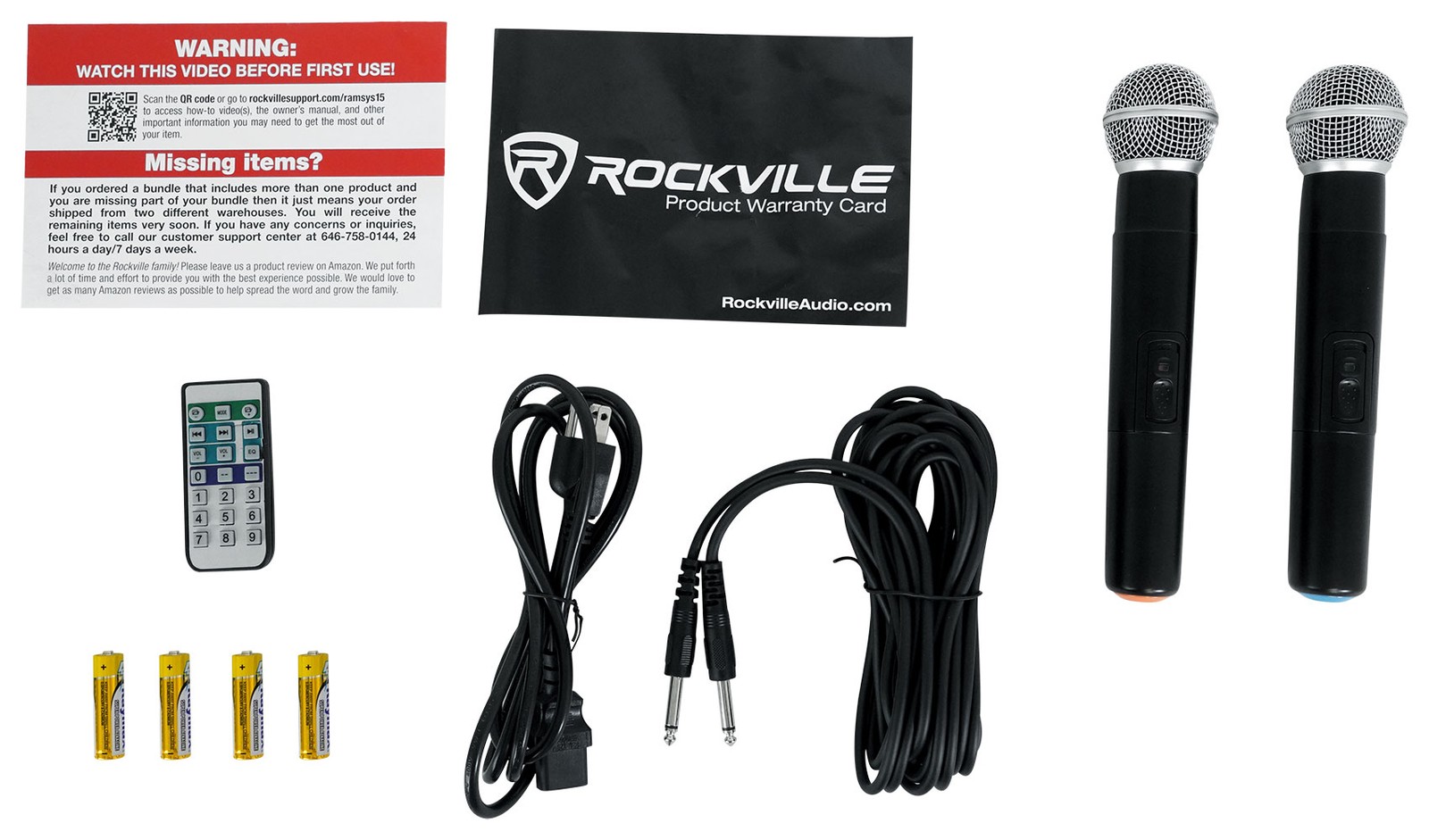 Rockville 15" Rechargeable Battery Powered PA Speaker System, (2) Wireless Micro