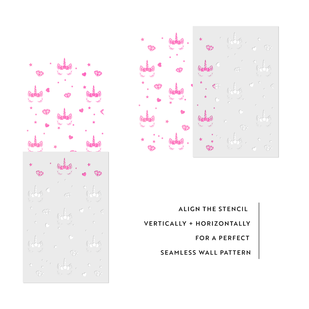 Unicorn Face Pattern Wall Stencil - Durable & Reusable Mylar Stencils