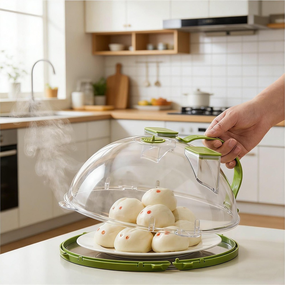 Clear Microwave Splatter Cover with Handle & Steamer 10” Plate Kitchen Tool