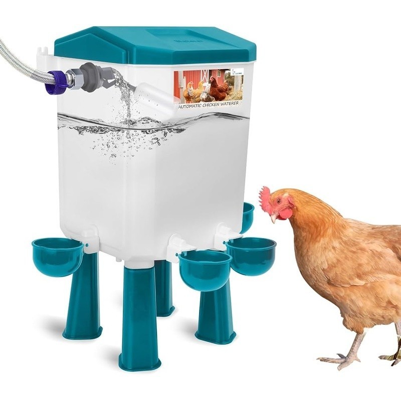 Float-Controlled Automatic Chicken Waterer for Continuous Fresh Water 2 Gallon