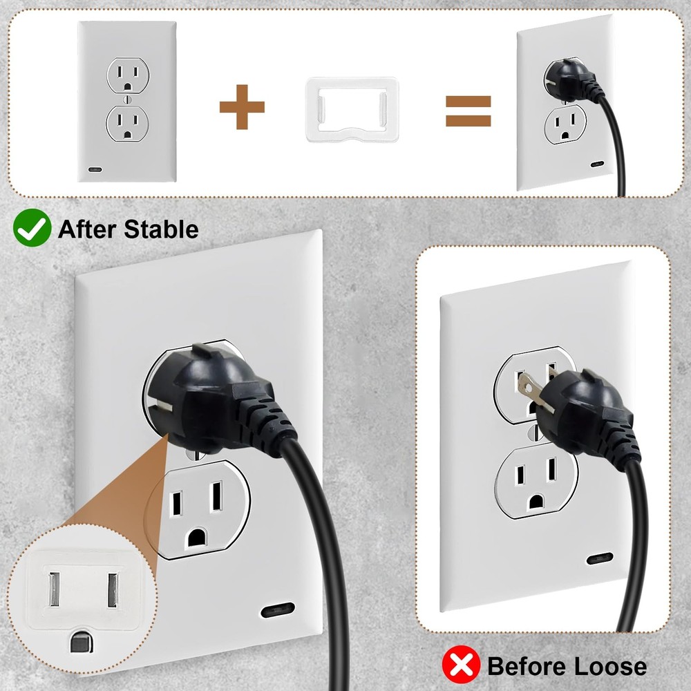30 Pack Loose Outlet Plug Fix - Secure Plug Lock for Loose Wall Sockets, Fire...