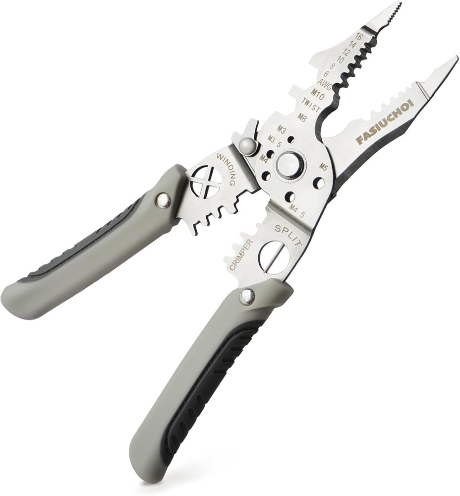 Multi-function Wire Stripper Tool Electrical, 9-in-1 Cutter & Grey
