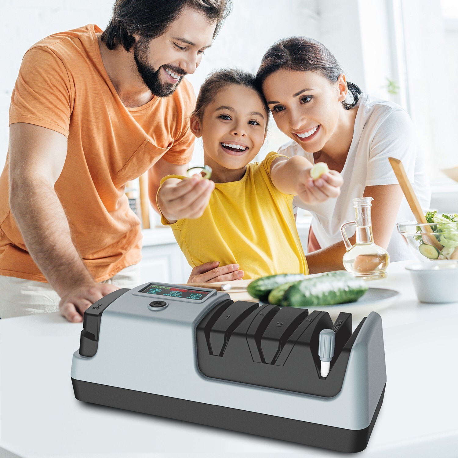 5 in 1 Electric Knife Sharpener-3 Rotational Speed Adjustable Knife Sharpener US