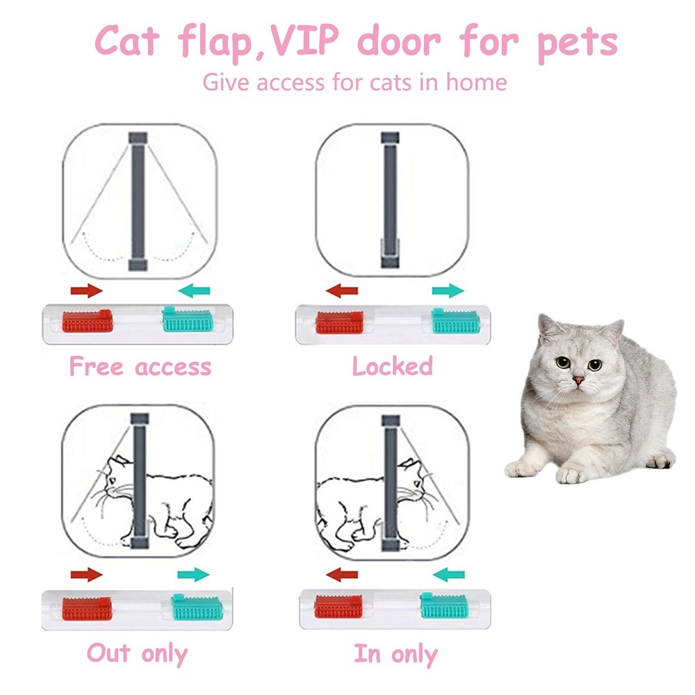 Cat Door Flap Extra Large (Outer Size 11" x 9.8"), 4 Way Locking for Interior...