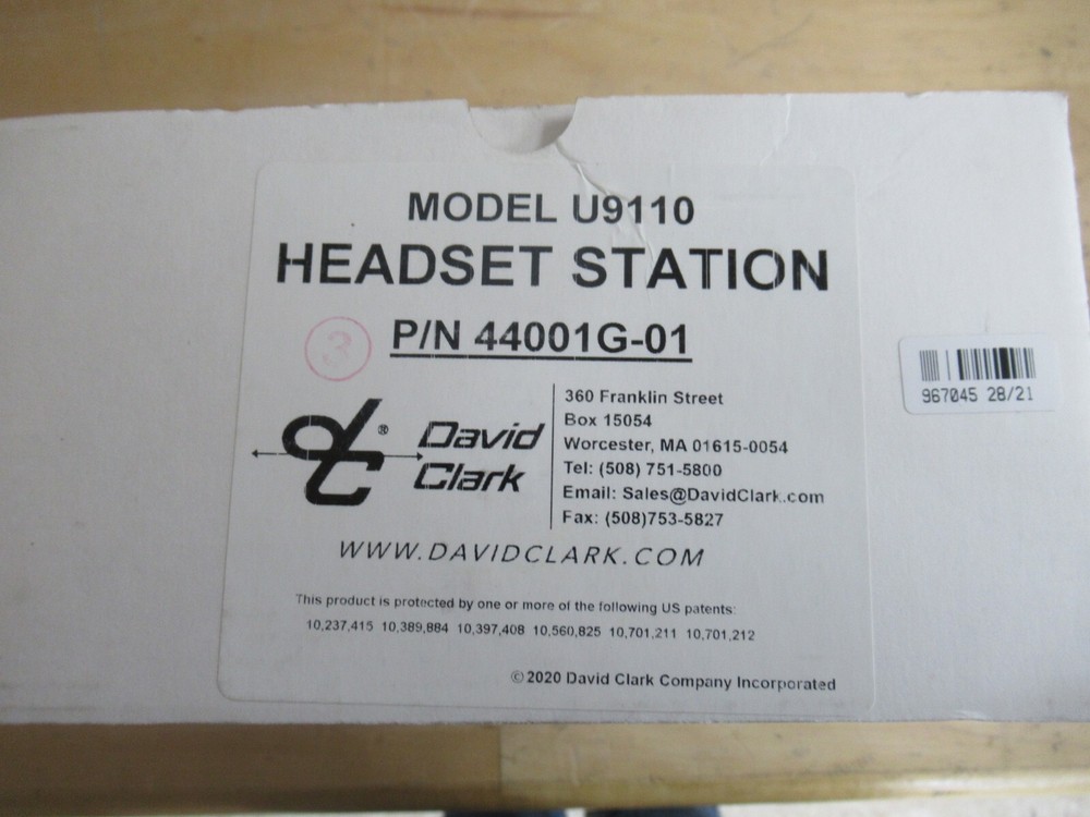 David Clark 44001G-01 U9110 Digital Intercom Headset Station