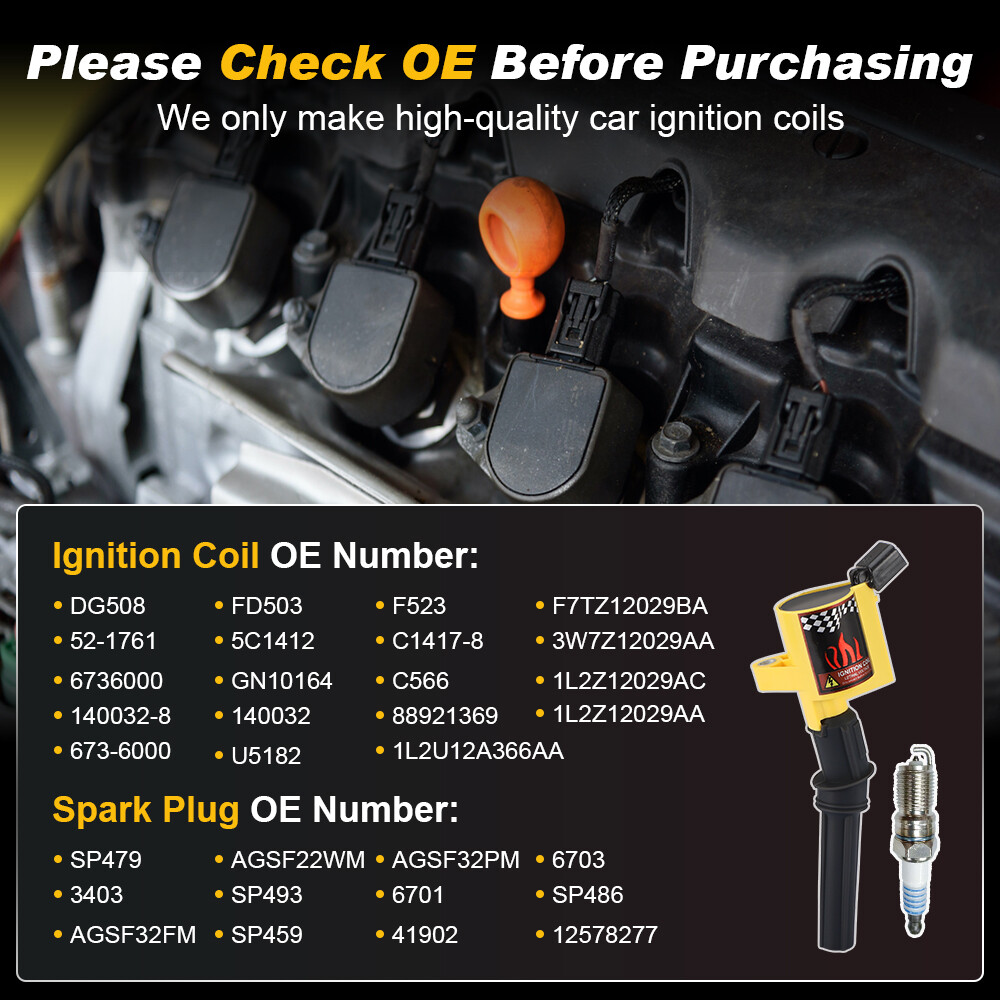 8PCS Ignition Coil Pack and Iridium Spark Plug For Ford F-150 4.6L 5.4L V8 DG508