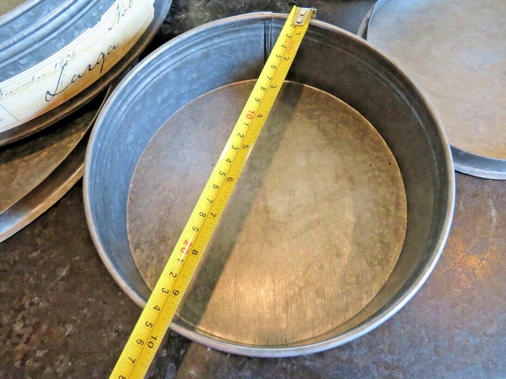 Vintage LOOKING SET 3 Round Stacking Galvanized Tins HUGE 17"