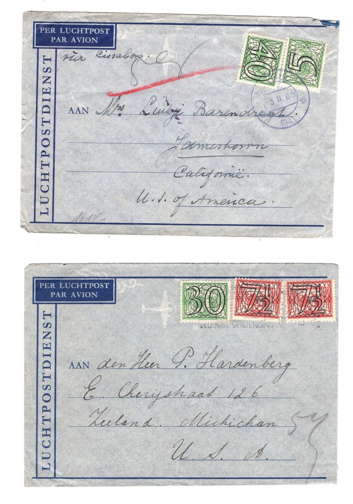 Nethrelands  2  German  censor  covers  to   US