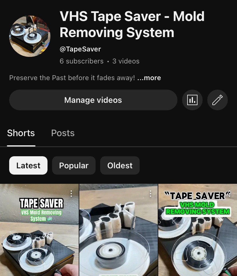 VHS Mold Removing System Clean Salvage Moldy Video Cassette Tapes TAPE SAVER v1