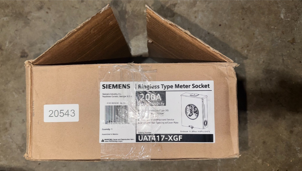 Siemens Talon UAT417-XGF Ringless Type Meter Socket 200A 600VAC *READ*