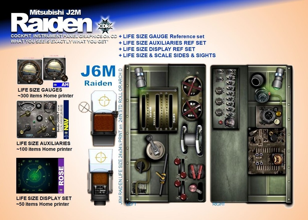 J2M RAIDEN COCKPIT instrument panel CDkit