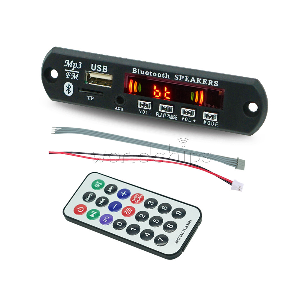 Wireless Bluetooth DC12V MP3 WMA Decoder Board Audio Module Radio W/ Battery New