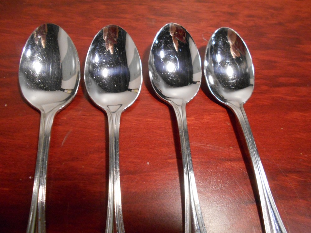 4 Pfaltzgraff ADDISON Pattern Stainless Teaspoons 8464