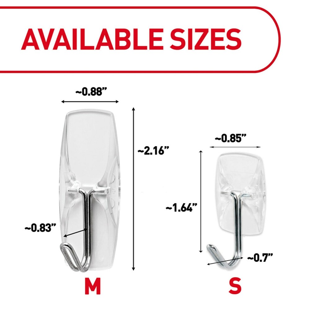 Command Medium Clear Wire Toggle Hooks, 6 Wall Hook and 6 Transparent